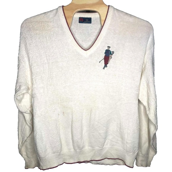 Isle Of Cotton Other - VTG Isle of Cotton Sweater Mens XL Textured Knit V Neck Pullover USA golf thrash